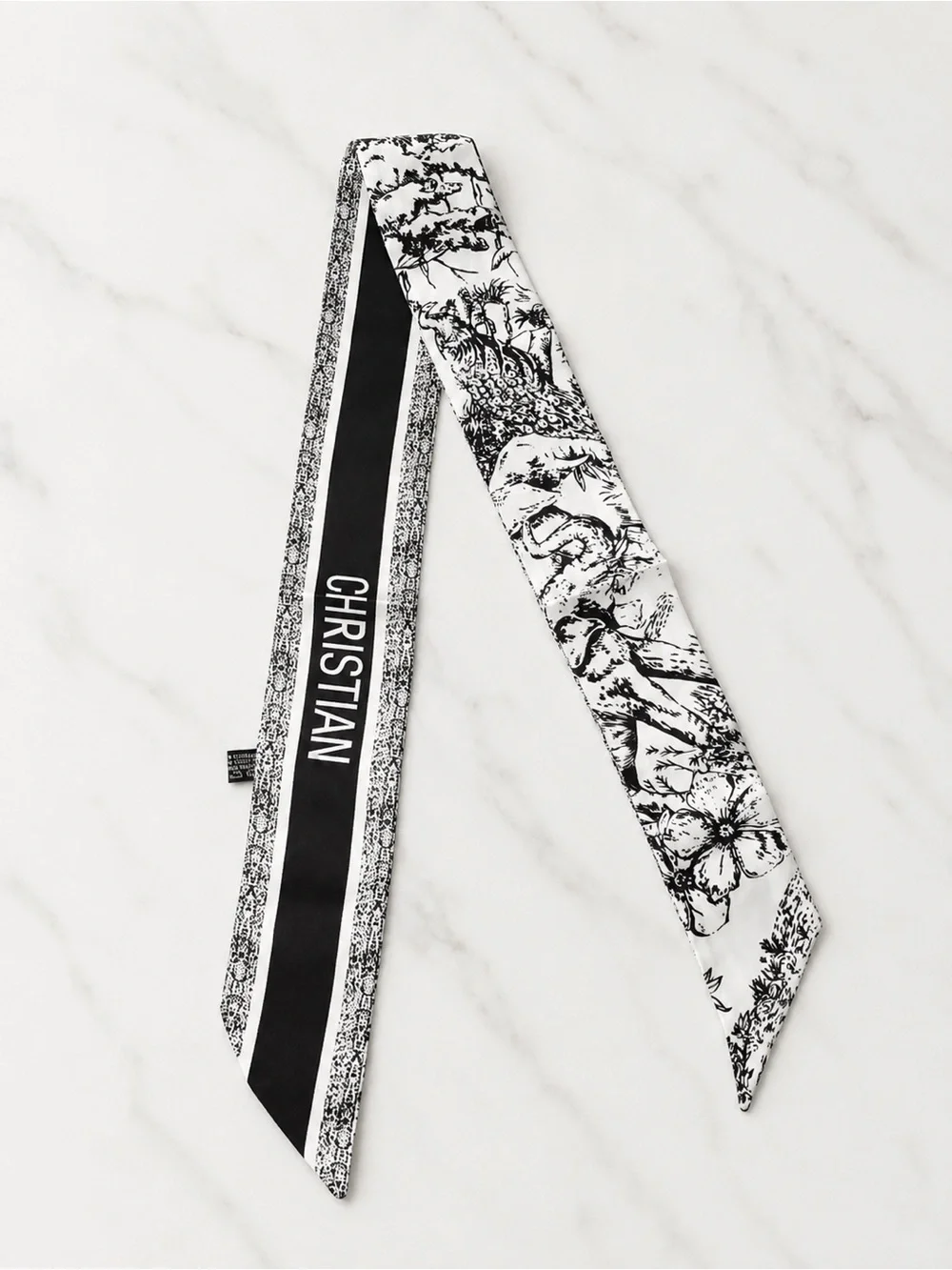 Black & White Toile Print Twilly Scarf / Headband